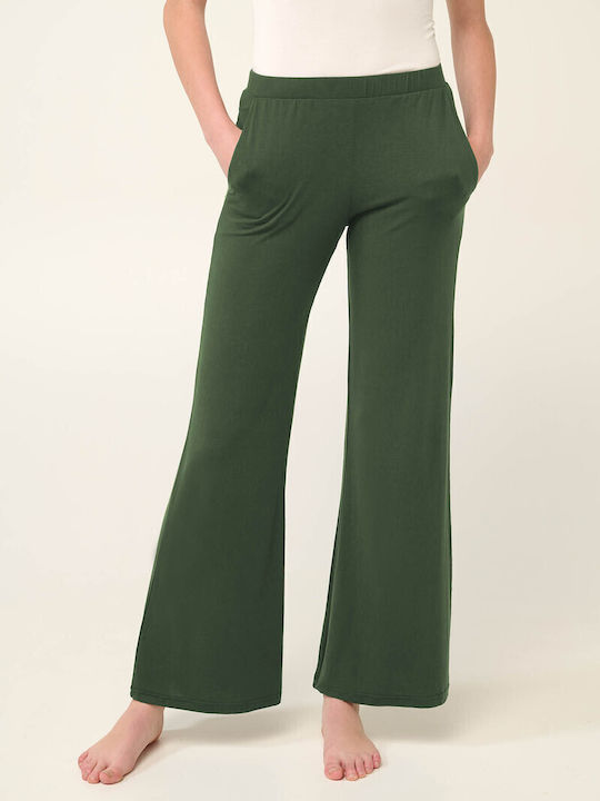 Dama Tesatura Pantaloni cu Elastic Albastru