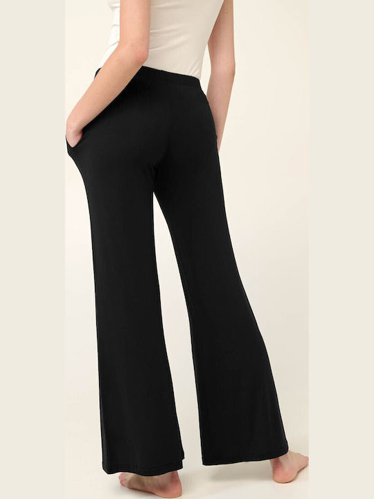 Dama Tesatura Pantaloni cu Elastic Albastru