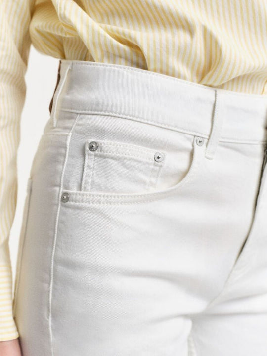 Γυναικείο Jean Παντελόνι Καμπάνα Mid Rise σε Slim Εφαρμογή Λευκό