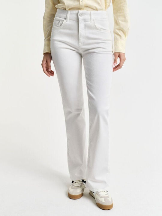 Γυναικείο Jean Παντελόνι Καμπάνα Mid Rise σε Slim Εφαρμογή Λευκό