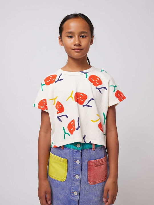 Crop Top pentru copii Cu mânecă scurtă Ecru