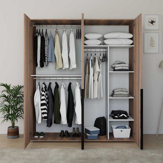 Vier Türen Kleiderschrank Oryana Walnut 180x62x210cm