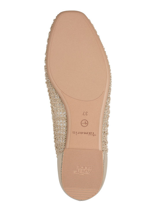 Fabric Ballerinas With strap Gold