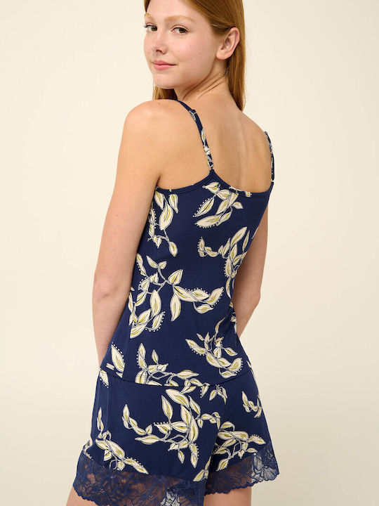 Women's T-Shirt with Spaghetti Strap Blue Cavern