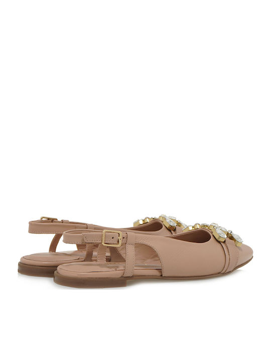 Δερμάτινες Γυναικείες Μπαλαρίνες Slingback σε Ροζ Χρώμα