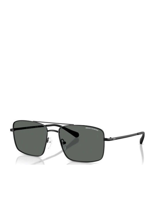 Armani Exchange Men's Sunglasses with Black Metal Frame and Black Lens AX2054S 6000