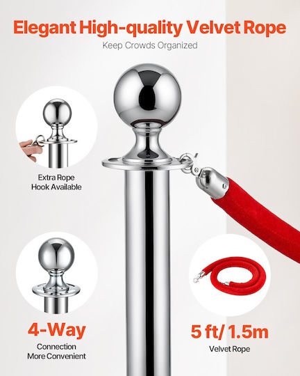 Vevor Safety Barrier Post Silver 1.5m QTGLZDSDYSHRTRS83V0