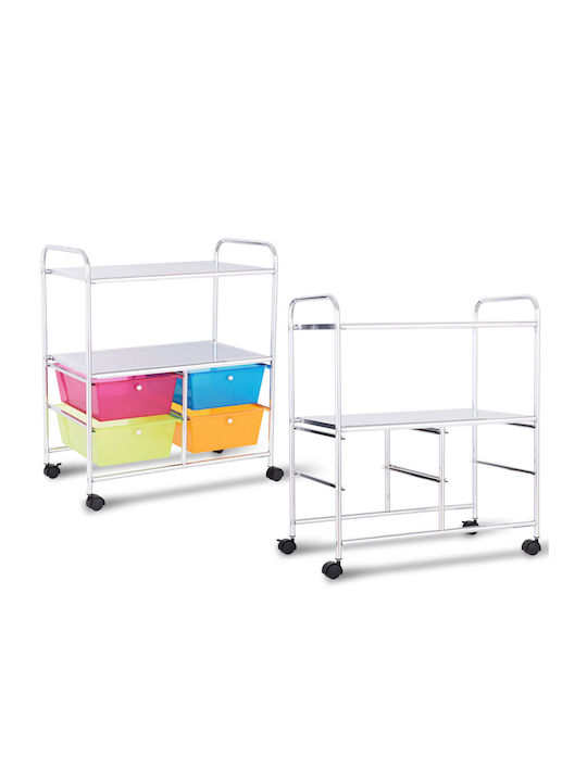 Drawers Storage Made of Metal & Plastic with 4 Drawers L58.5xW37xH75cm