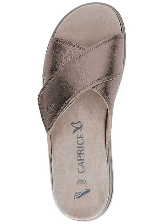 Leather Women's Flat Sandals Anatomic in Gold Color