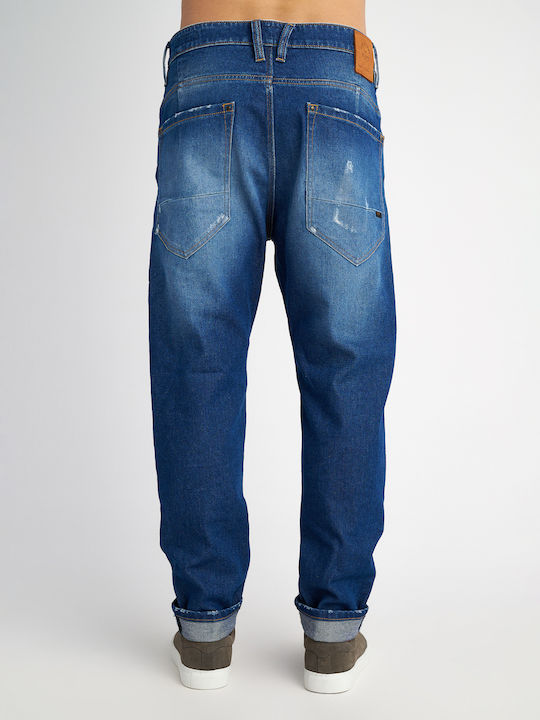Bob Men's Elastic Jeans Trousers with Relaxed Tapered Application Blue