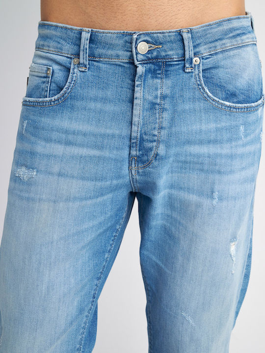 Simon Men's Jeans Pants Elastic with Slim Fit Blue