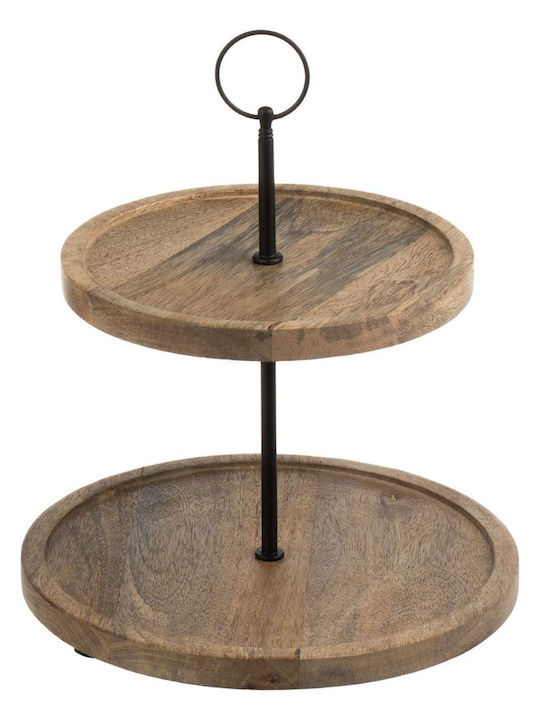 Ξύλινη Εταζέρα 2 Ορόφων Καφέ Ø25xY26cm Π25.5xΜ4xΥ26cm