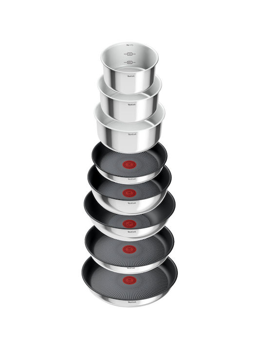 Tefal Ingenio Emotion Cookware Set of Stainless Steel with Non-stick Coating Silver 20pcs