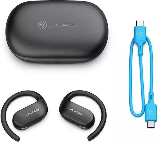 Jlab JBuds Open Sport Bluetooth-Freisprecheinrichtung Kopfhörer mit Schweißresistenz und Ladeetui Schwarz