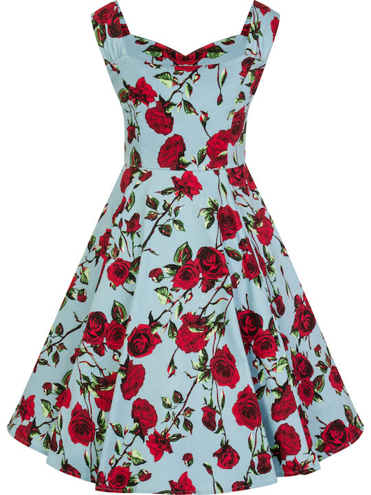 Vintage Summer Midi Dress for Wedding Christening with Tulle Light Blue