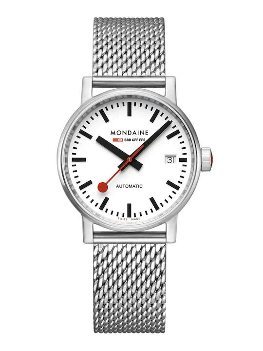 Mondaine Γυναικείο Ρολόι 35mm Αυτόματο με Ασημί Μεταλλικό Μπρασελέ