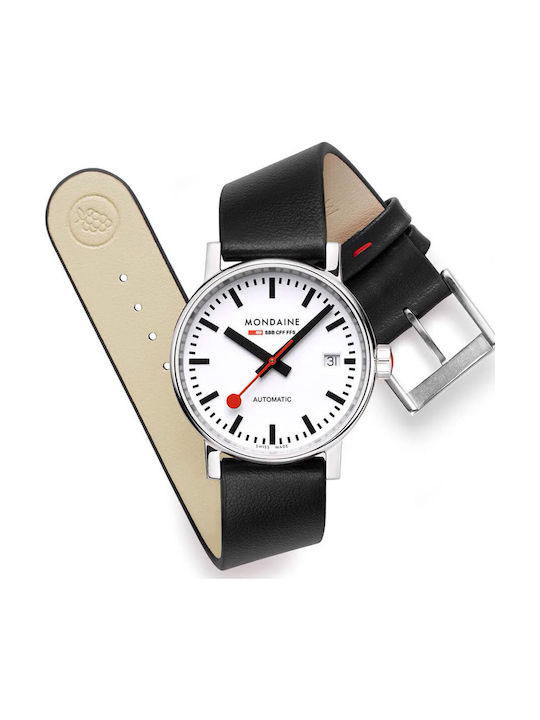 Mondaine Women's Watch Automatic with Black Leather Strap
