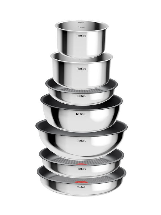 Tefal Ingenio Cook Eat Cookware Set of Stainless Steel with Non-stick Coating Silver 15pcs