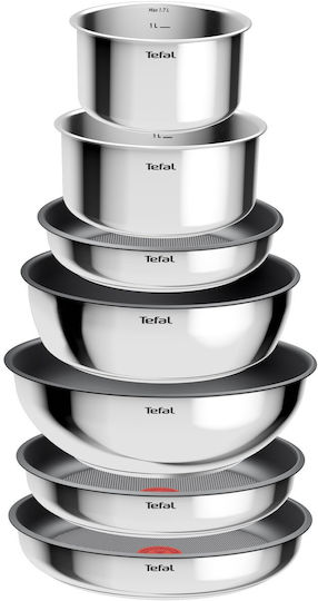 Tefal Ingenio Cook Eat Stainless Steel Silver Cookware Set 15 Pieces Tefal Ingenio Cook Eat Stainless Steel Silver Cookware Set 15 Pieces