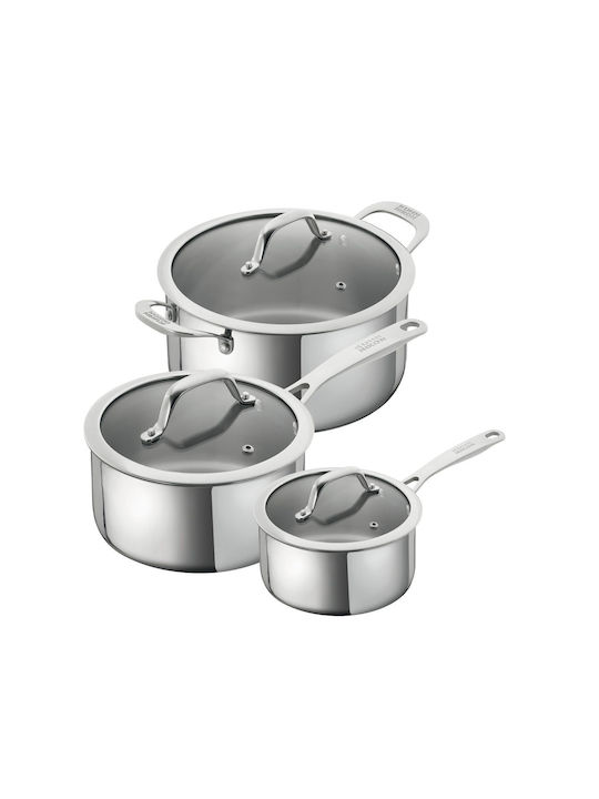 Kuhn Rikon Pots Set of Stainless Steel with No Coating 3pcs