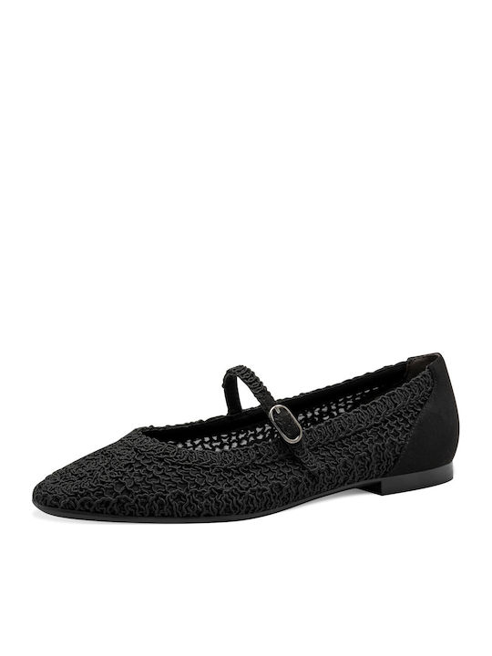 Damen Ballerinas mit Riemchen Schwarz