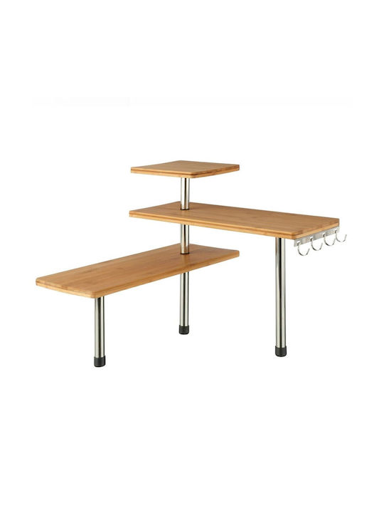 Bakaji Επιτραπέζια Βάση Bamboo 43.5x18x38εκ. 3τμχ Ασημί
