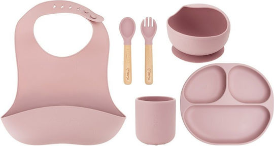 Momi Set Essgeschirr aus Silikon Rosa 6Stück
