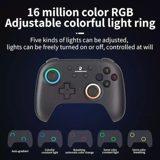 Anbernic RGP01 Wireless Gamepad with Hall Effect Sticks for Android PC Switch iOS Black
