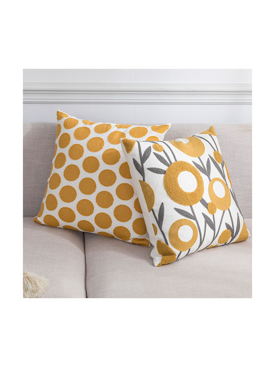 Lenjerii Deosebite Dekorativer Kissenbezug aus 100% Baumwolle Polka Dots 45x45cm