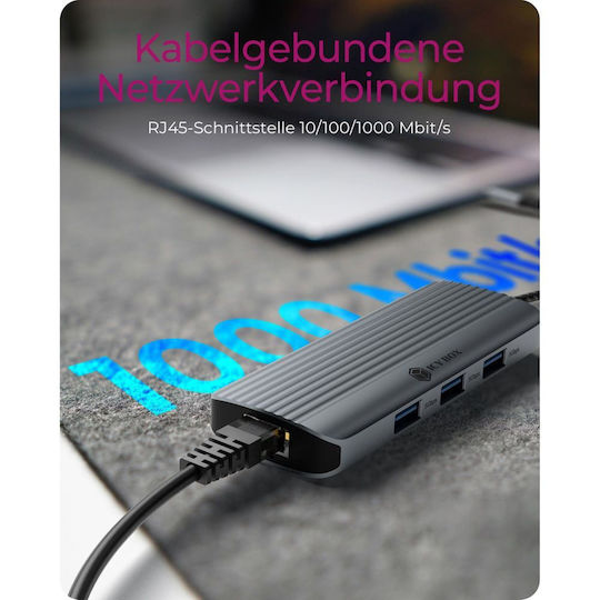 Icy Box USB-C Docking Station with HDMI 4K PD Ethernet Gray (IB-DK4034a-CPD)