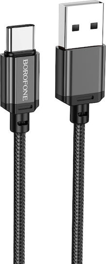 Borofone Braided USB 2.0 Cable USB-C male - USB-A 60W Black 1m