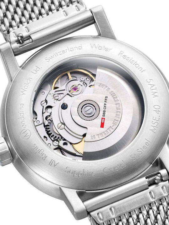 Mondaine Damen Uhr Automatisch mit Silber Metallarmband
