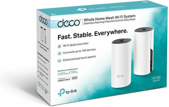 TP-LINK Deco M4 v3 WiFi Mesh Network Access Point Wi‑Fi 5 Dual Band (2.4 & 5GHz) in Double Kit