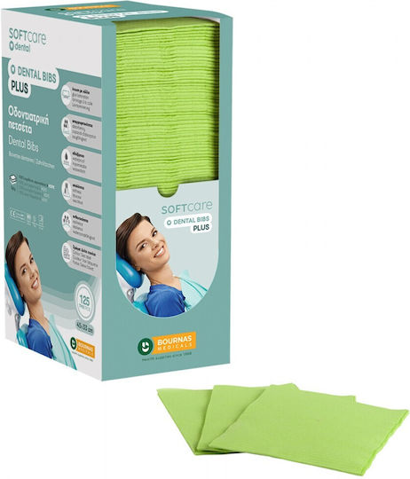 Bournas Medicals Zahntuch Grün 2ply + 1ply mit Dispenser 125Stück