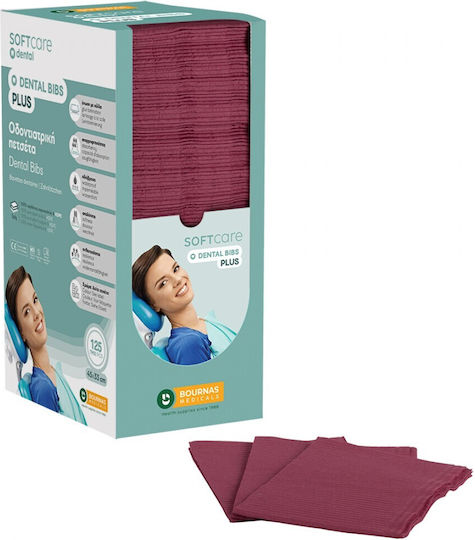 Soft Care Dental Burgundy Towel 2ply + 1ply with Dispenser 125 Pieces
