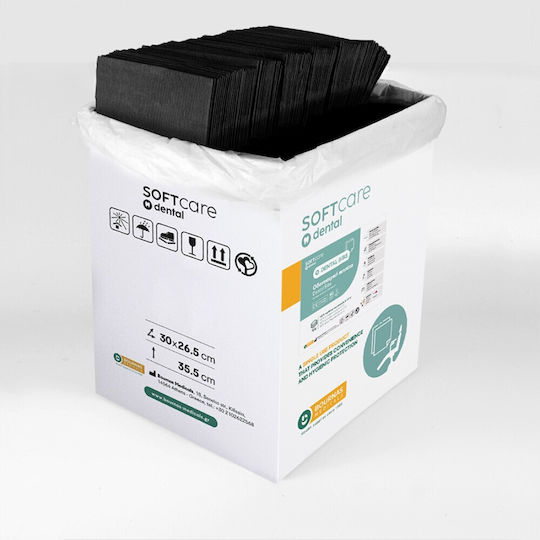 Soft Care Zahntuch Schwarz 1ply + 1ply ohne Dispenser 500Stück