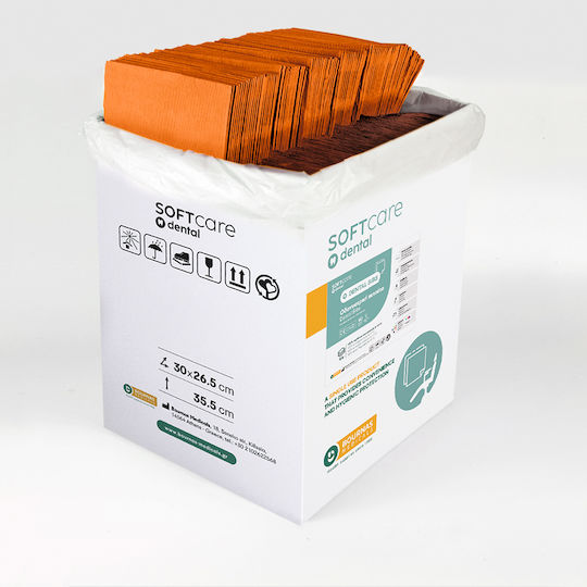 Bournas Medicals Dental Towel Orange 2ply + 1ply with Dispenser 125 Pieces