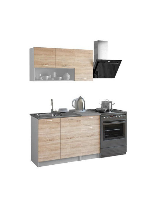 JADIEL Kitchen Cabinet Set Wall & Floor with Countertop Sonama / White 460x29.2x120cm