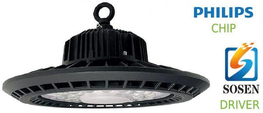Aca Astrek Commercial Bell Light 150W Cool White 22500lm with Built-in LED Black