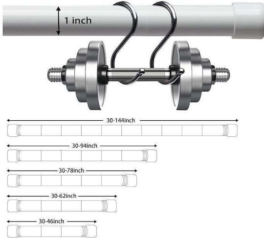 Ausziehbar Metallisch Vorhangstange Einfach 76-365cm Weiß