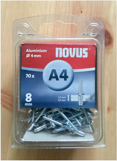 Novus Πριτσίνια Αλουμινίου M4x8mm 70τμχ