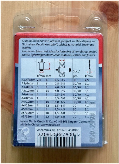 Novus Πριτσίνια Αλουμινίου M4x8mm 70τμχ