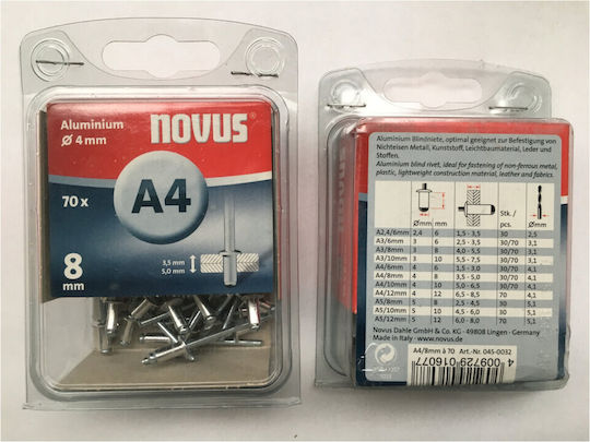 Novus Πριτσίνια Αλουμινίου M4x8mm 70τμχ