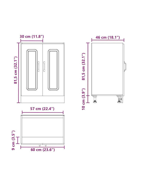 Kalmar Spülbeckenschrank Grey Concrete 60x46x81.5Stück