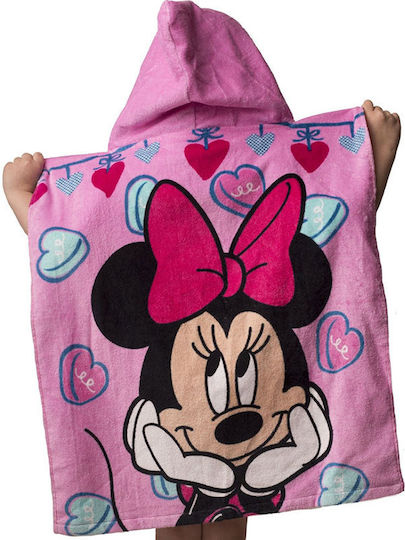 Viopros Minnie Παιδικό Πόντσο Θαλάσσης Minnie Ροζ 115 x 50εκ.