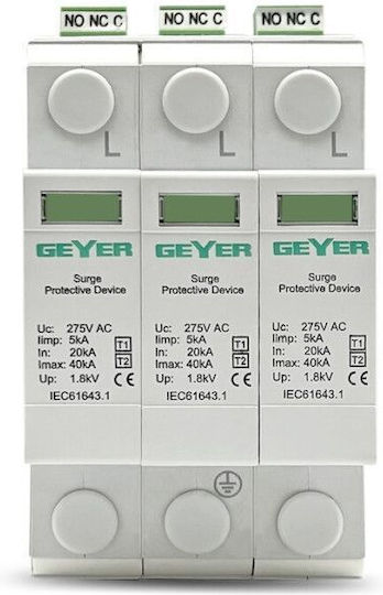 Geyer 3-Poles Inspired T2 / T1 Panel Lightning Protection 40kA 3P