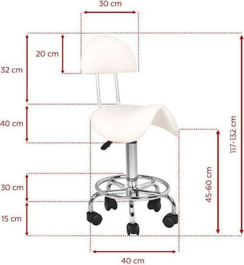 Natural Care Professional 6001 Wheeled Stool with Backrest White