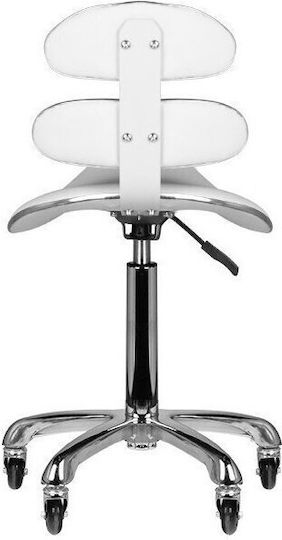 Natural Care Professional Wheeled Stool with Backrest White