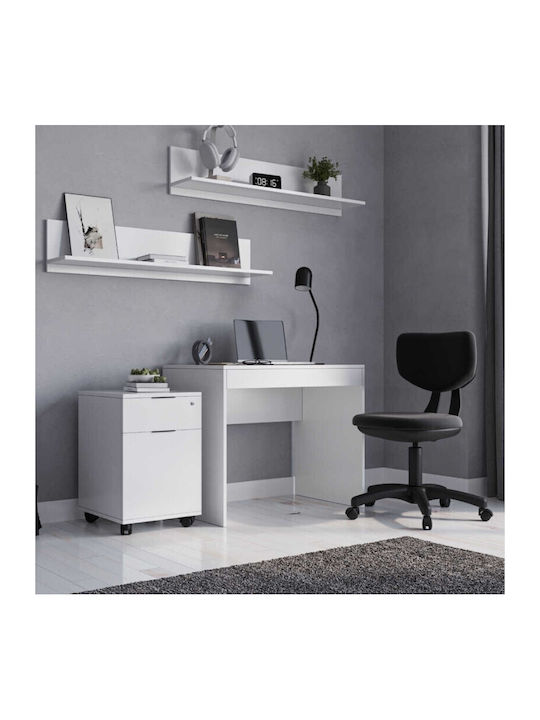 Rio Office Storage Chipboard Drawer with Wheels, Lock & 1 Drawers White L41xW45xH61cm