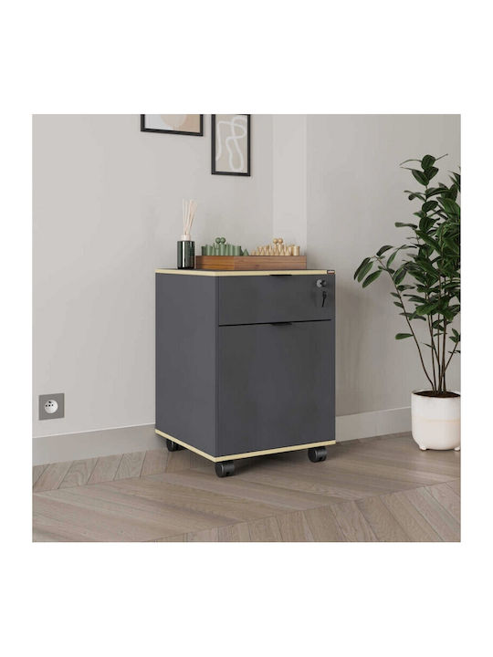 Rio Office Storage Chipboard Drawer with Wheels & Drawers Charcoal L41xW45xH61cm